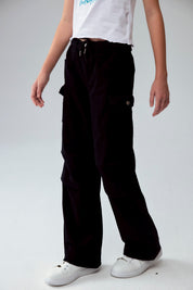 Pantalón Niña Parachute Con Bolsillo Negro