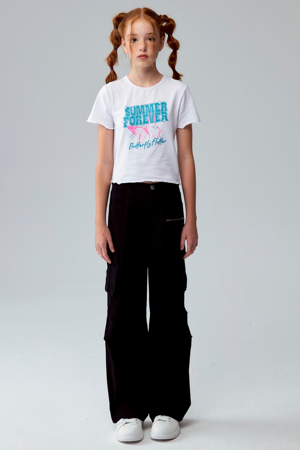 Pantalón Niña Calce Recto Cargo Negro