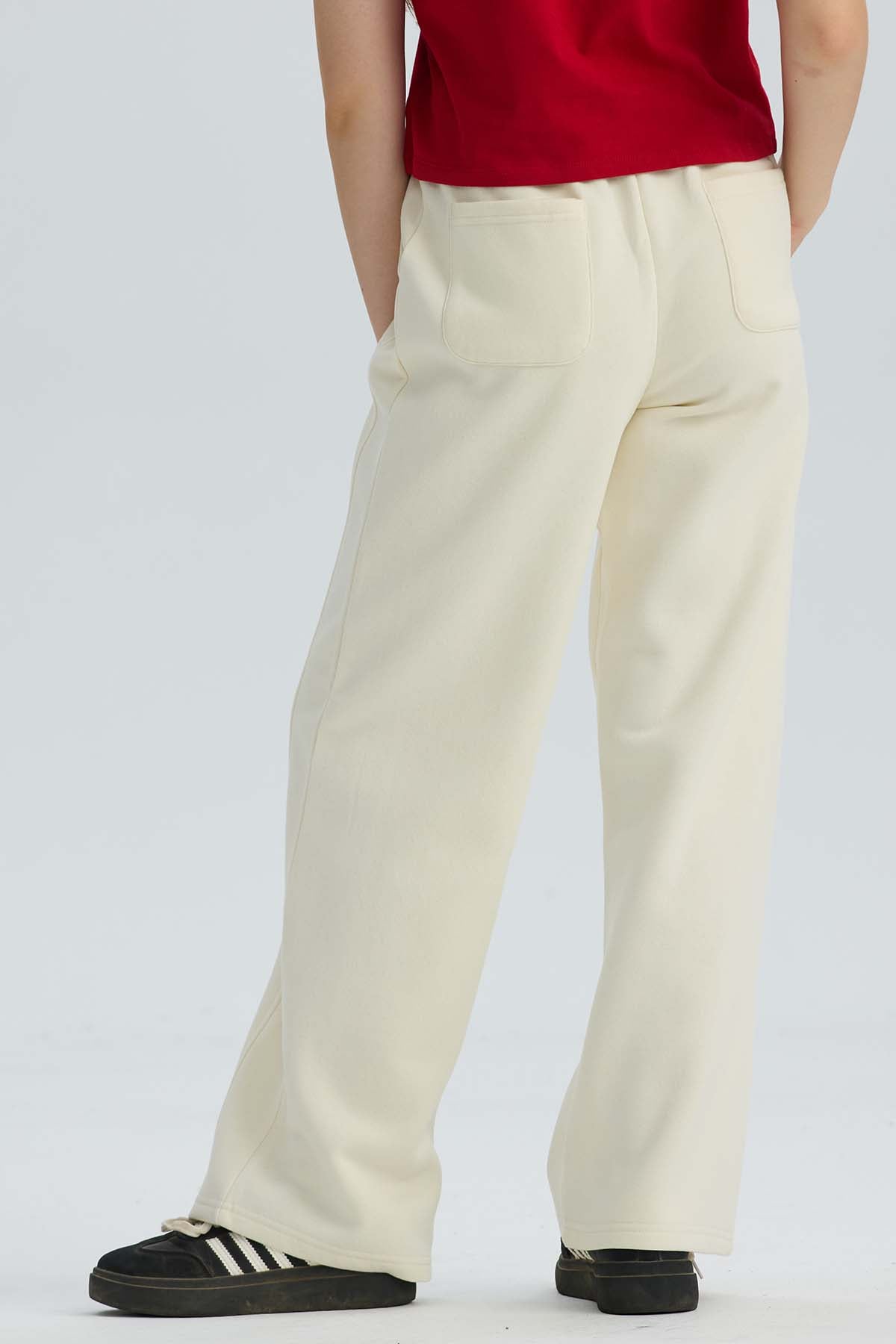 Pantalón Buzo Niña Wide Leg Beige
