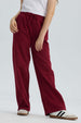 Pantalón Buzo Niña Wide Leg Burdeo