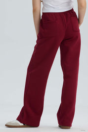 Pantalón Buzo Niña Wide Leg Burdeo