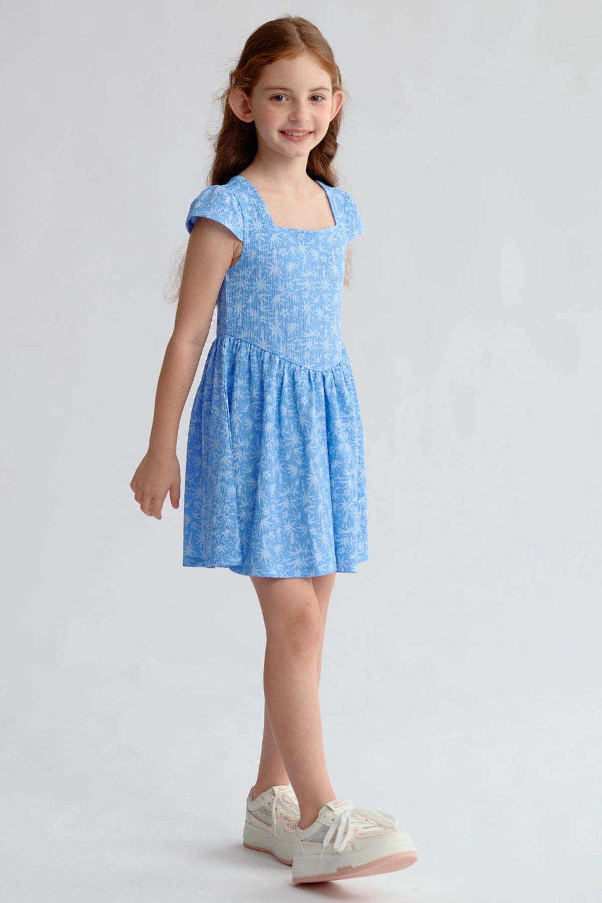 Vestido Niña Liso Print Celeste