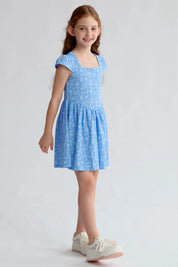 Vestido Niña Liso Print Celeste