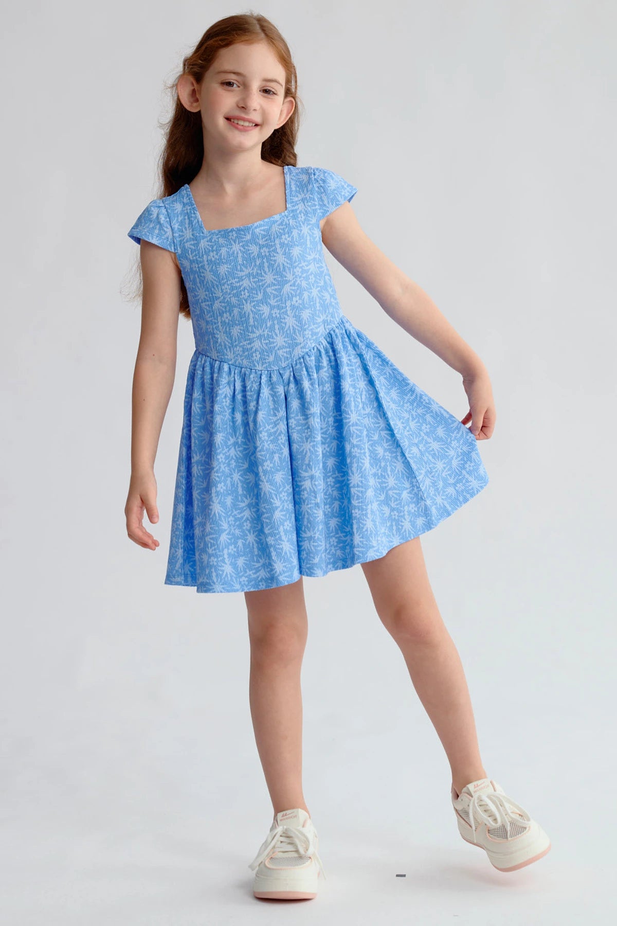 Vestido Niña Liso Print Celeste