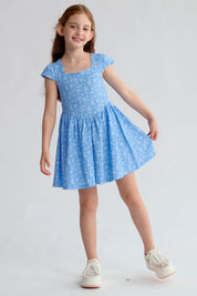 Vestido Niña Liso Print Celeste