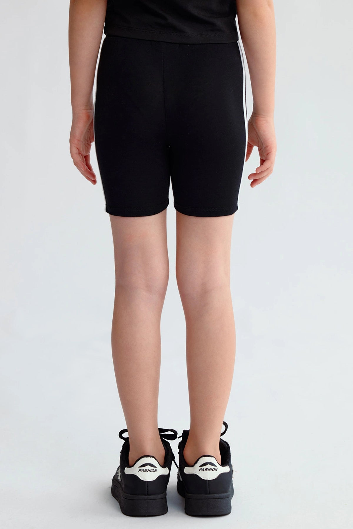 Calza Niña Biker Rayas Negro