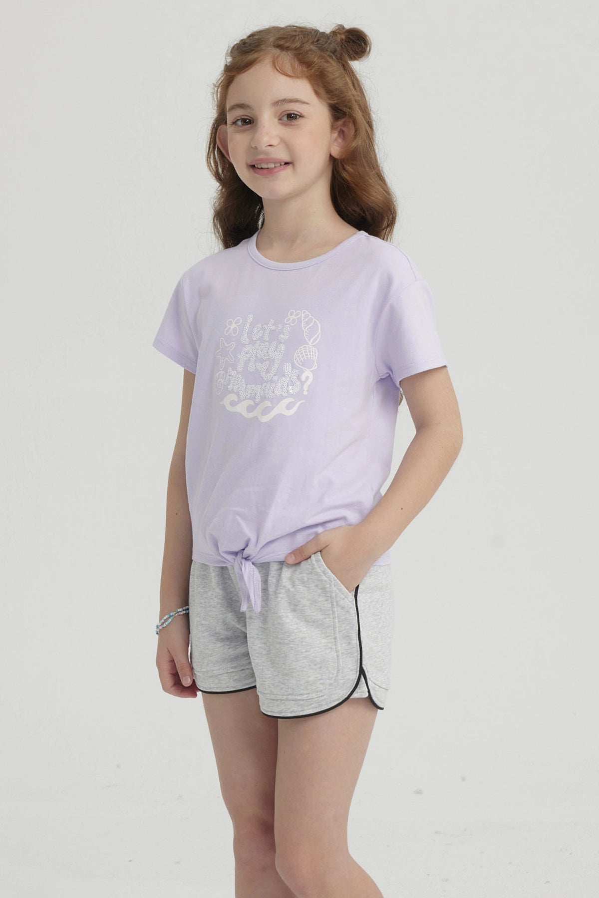 Short Niña Con Cordón Gris Melange