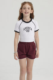 Polera Niña Rib Contraste Blanco