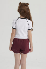 Polera Niña Rib Contraste Blanco