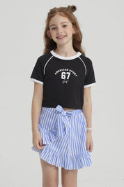 Polera Niña Rib Contraste Negro