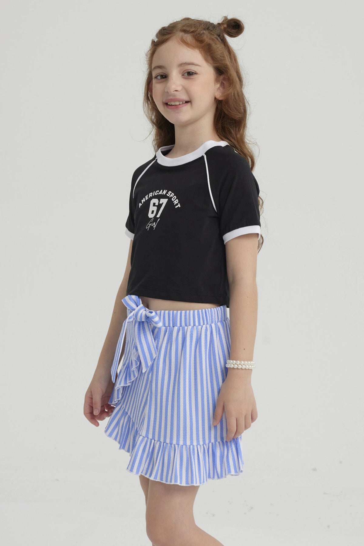 Polera Niña Rib Contraste Negro