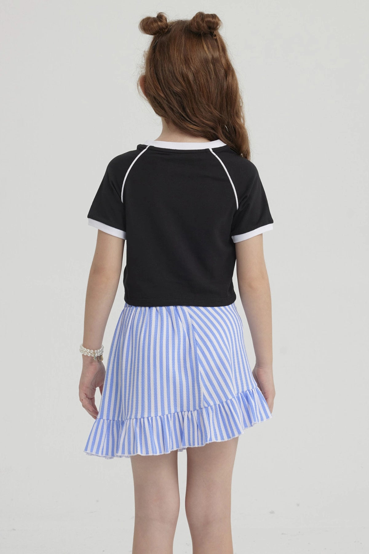 Polera Niña Rib Contraste Negro