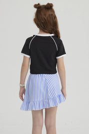 Polera Niña Rib Contraste Negro