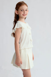 Polera Niña Con Lazos Beige