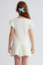 Polera Niña Con Lazos Beige