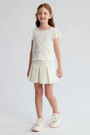 Polera Niña Con Lazos Beige