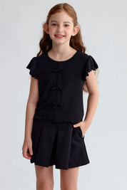 Polera Niña Con Lazos Negro