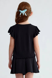 Polera Niña Con Lazos Negro