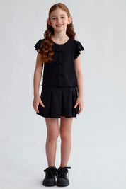 Polera Niña Con Lazos Negro