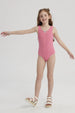 Traje de Baño Niña Liso Con Mostacilla Fucsia