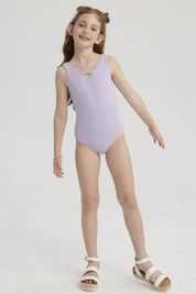 Traje de Baño Niña Liso Con Mostacilla Lila