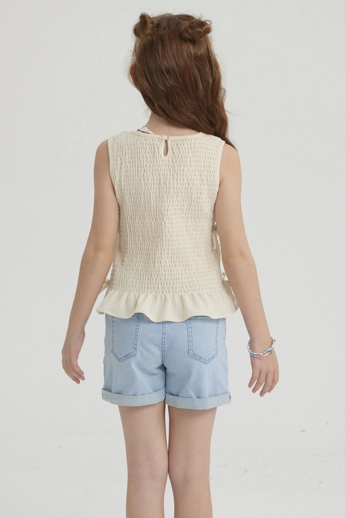 Blusa Niña Panal Asimétrica Beige