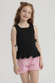 Blusa Niña Panal Asimétrica Negro