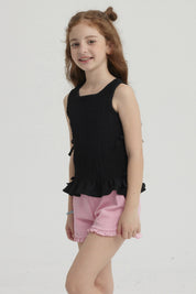 Blusa Niña Panal Asimétrica Negro