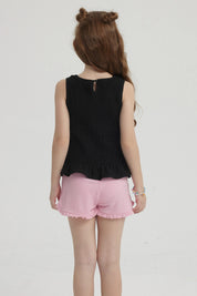 Blusa Niña Panal Asimétrica Negro