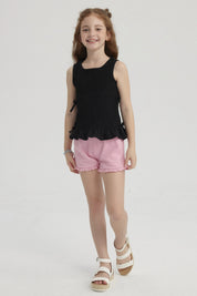 Blusa Niña Panal Asimétrica Negro