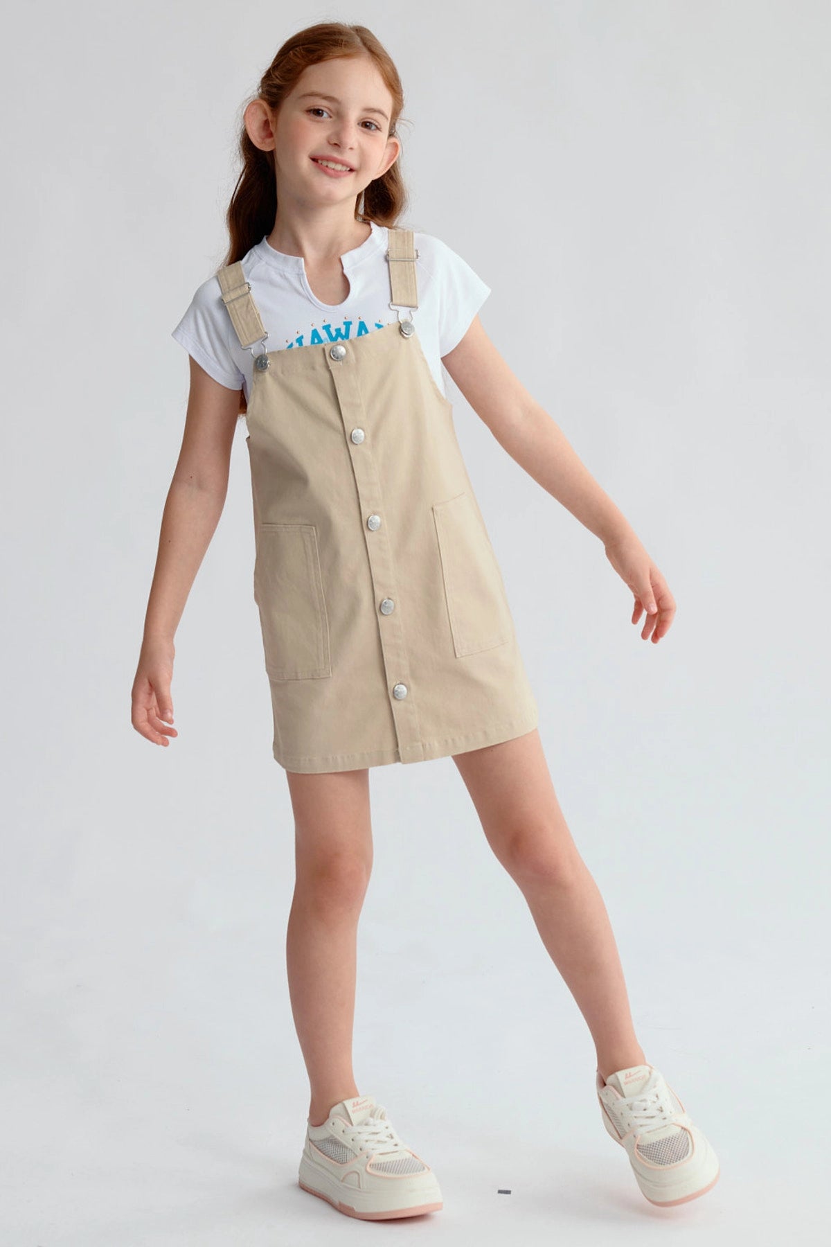 Jardinera Niña Tipo Vestido Beige