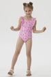 Traje de Baño Niña Con Vuelos Delantero Fucsia