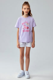 Polera Niña Con Glitter Lila