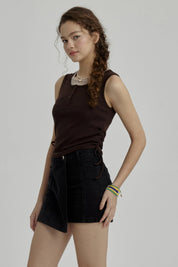 Peto Niña Cuello Doble Y Print Café