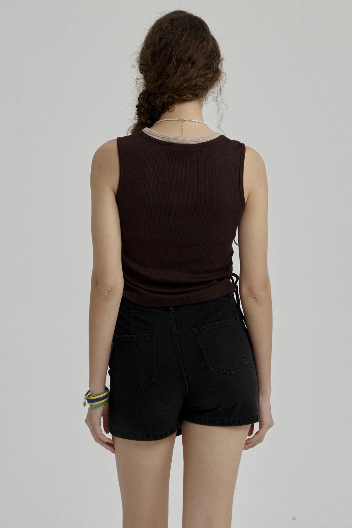 Peto Niña Cuello Doble Y Print Café