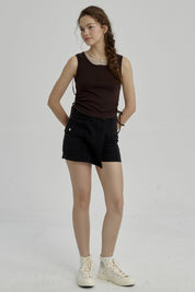 Peto Niña Cuello Doble Y Print Café