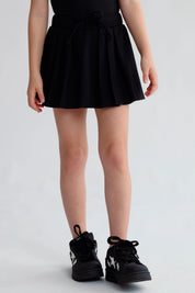 Falda Niña Tableada Con Lazo Negro