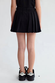 Falda Niña Tableada Con Lazo Negro