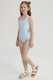 Traje de Baño Niña Asimétrico Celeste