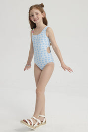 Traje de Baño Niña Asimétrico Celeste