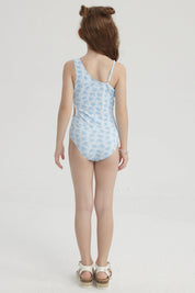 Traje de Baño Niña Asimétrico Celeste