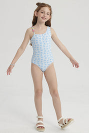 Traje de Baño Niña Asimétrico Celeste