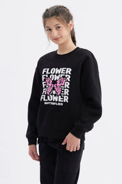 Polerón Niña Básico Print Negro