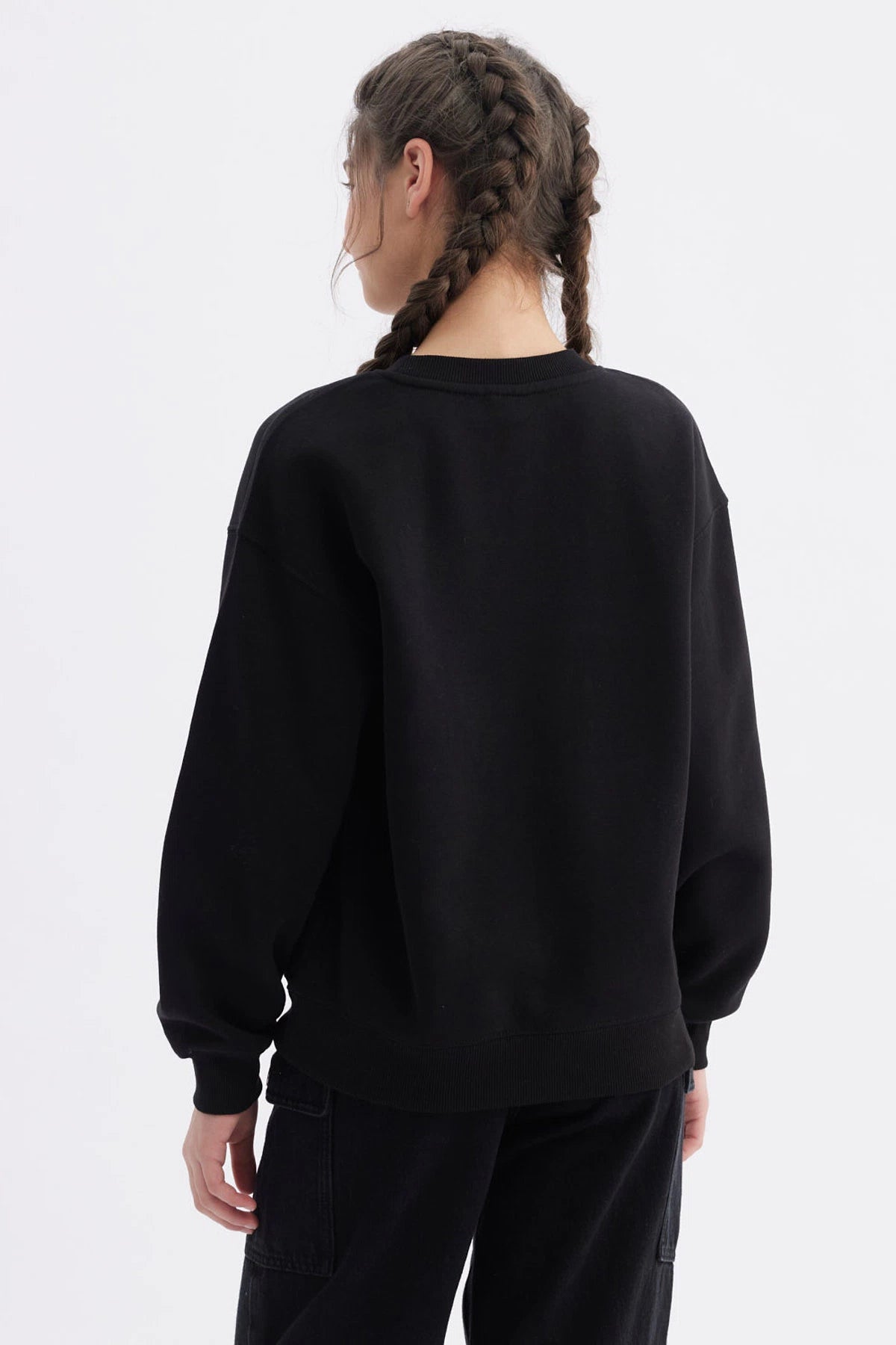 Polerón Niña Básico Print Negro