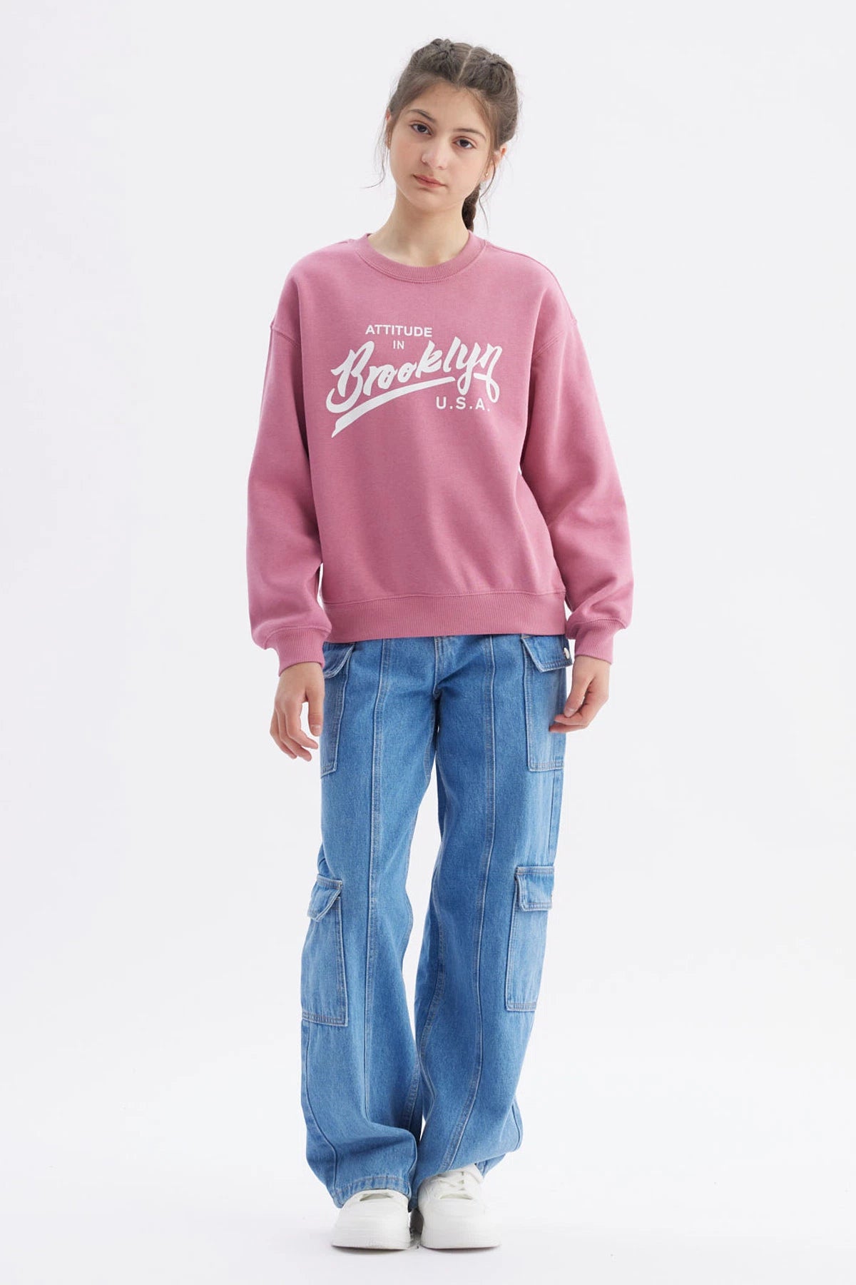 Polerón Niña Básico Print Rosado