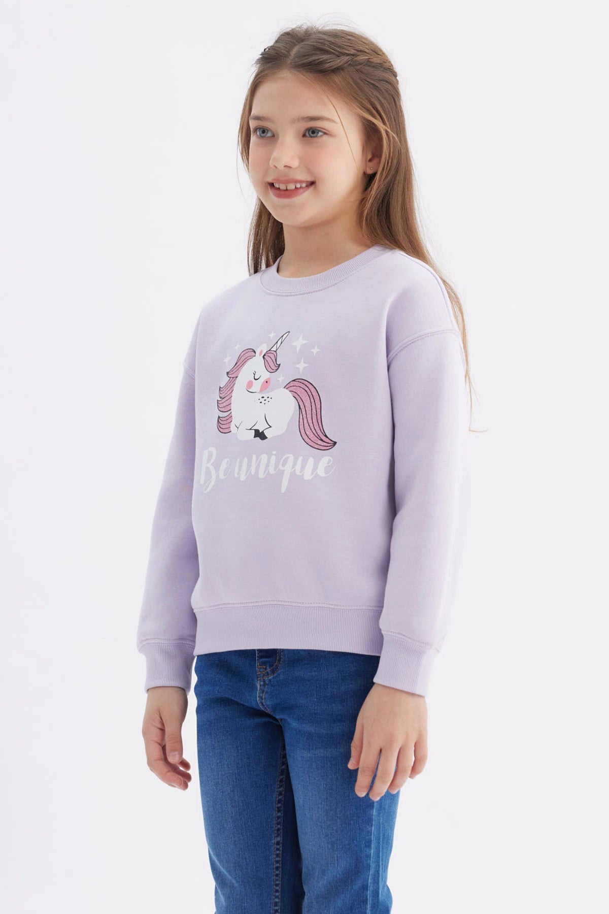 Polerón Niña Básico Print Lila