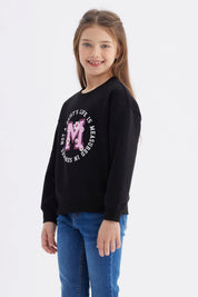 Polerón Niña Básico Print Negro