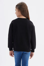 Polerón Niña Básico Print Negro