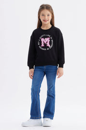 Polerón Niña Básico Print Negro