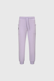Pantalones buzo niña lila y gris con bolsillos laterales sin estampa diseño cómodo y relajado ideales para jugar